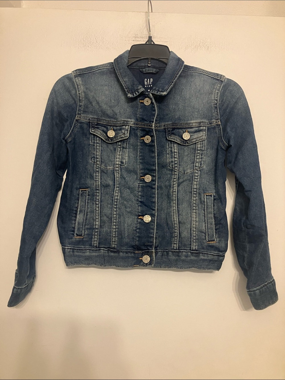 Gap kids denim jacket soft stretch full snap closure medium girls